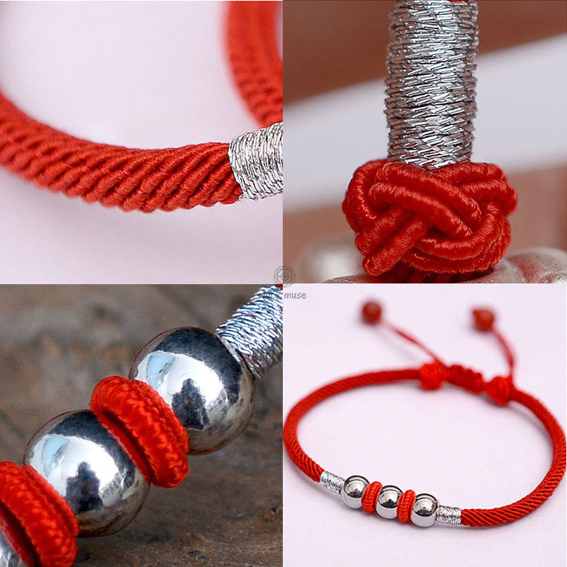 Luck Muse 925 Sterling Silver Lucky Bead Protective Red String Bracelet - Image 6