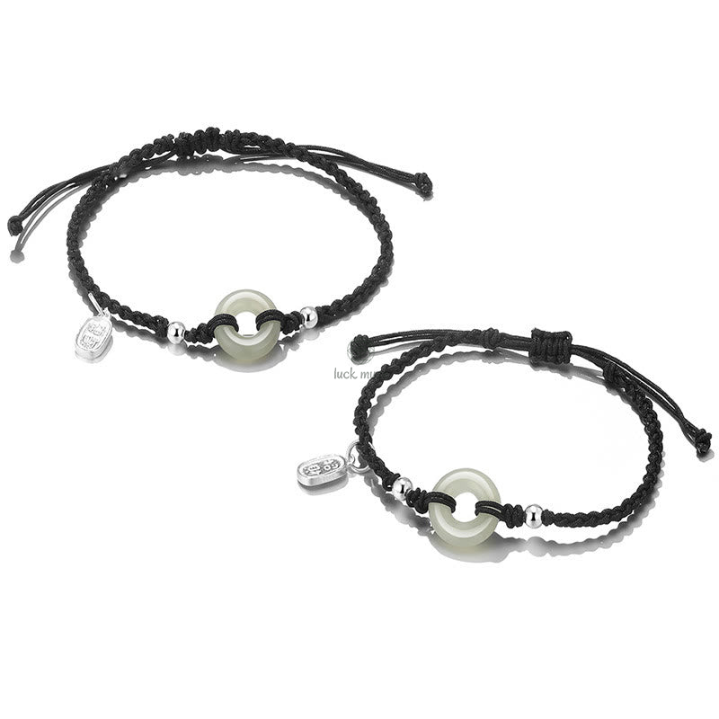 Braided Couple Bracelet Set with Green Aventurine, White Jade, Peace Buckle, and Luck - Image 20