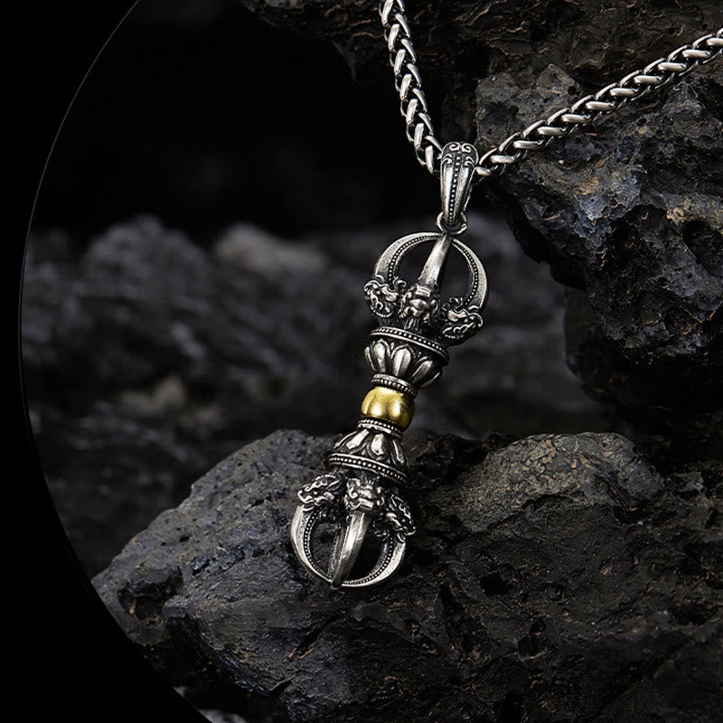 Tibetan Dorje Vajra Wealth Necklace Pendant crafted with Luck Muse - Image 2