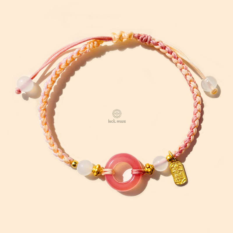 Luck Muse Peace and Joy Agate Bracelet with Auspicious Handmade Braided Buckle - Image 5