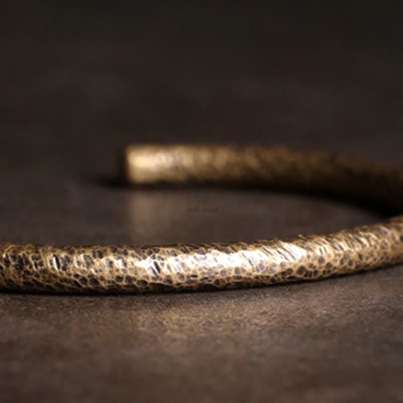 Copper Balance Adjustable Cuff Bracelet with Rustic Buddhist Stone Design - Image 14