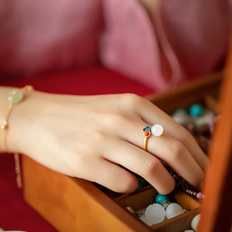 White Jade Cloud Blessing Ring for Good Luck - Image 5