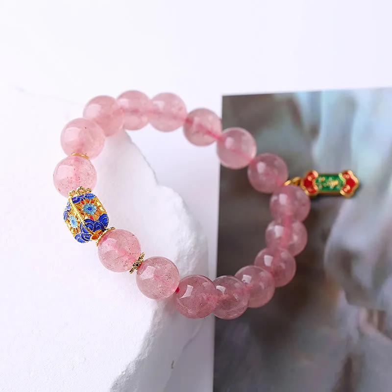 Luck Muse Strawberry Quartz Ruyi Charm Bracelet with Positive Energy - Image 4