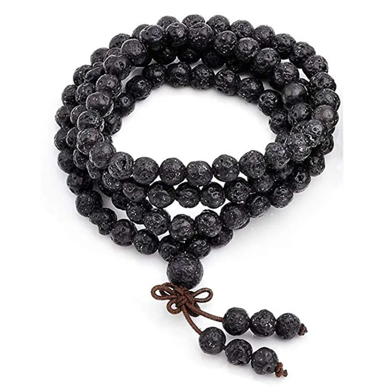Natural Lava Stone 108 Bead Protection Bracelet by Luck Muse Shop - Image 2