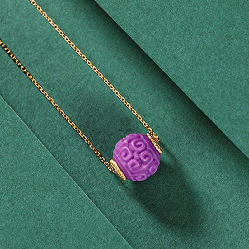 Luck Muse 925 Sterling Silver Gold-Plated Natural Purple Mica Stone Relief Jewelry Set - Image 3