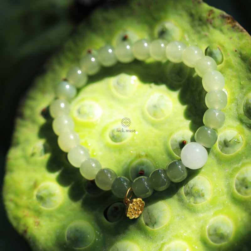 Jade Lotus Abundance Bracelet with Adjustable Fit - Image 9