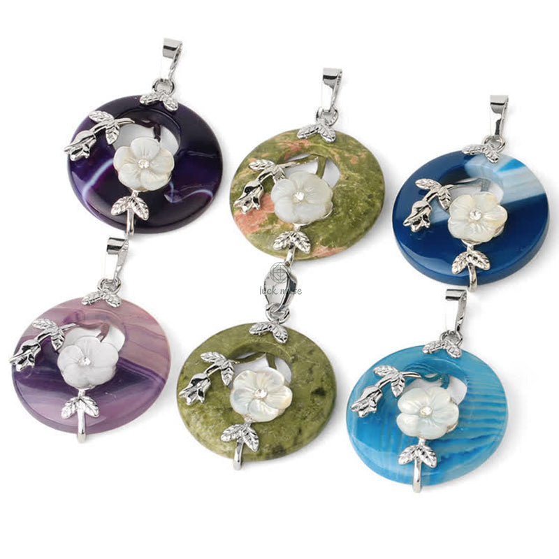 Luck Muse Crystal Amethyst Green Aventurine Flower Healing Necklace Pendant - Image 2