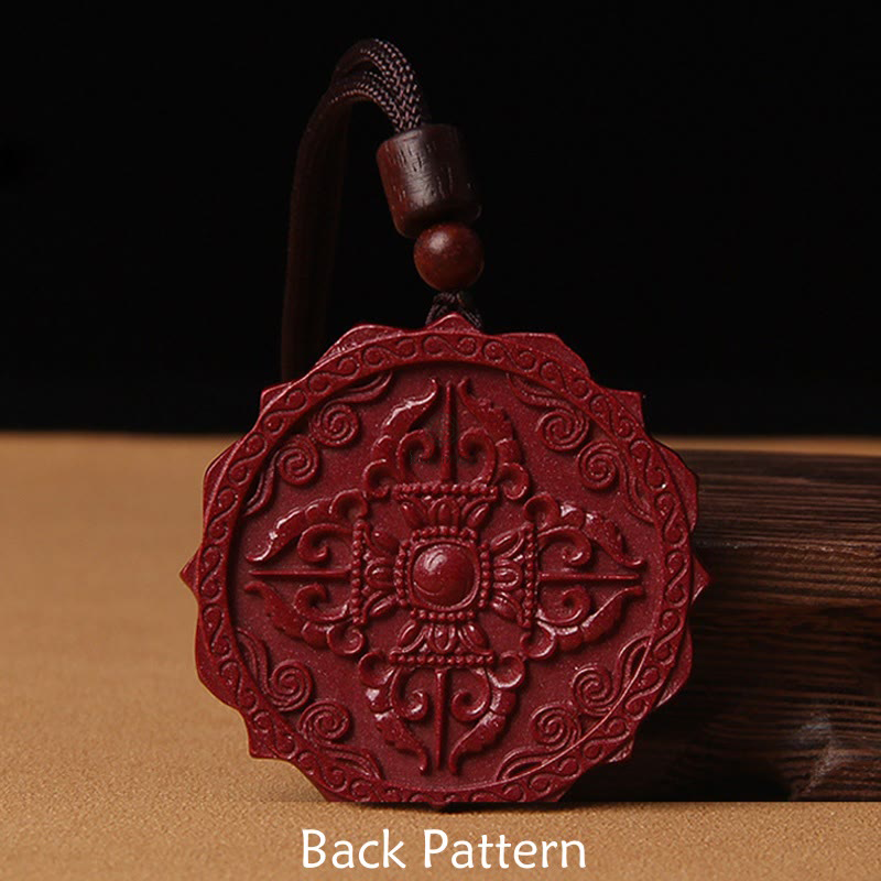 Natural Cinnabar Lotus Om Mani Padme Hum Necklace Pendant by Luck Muse Shop - Image 3