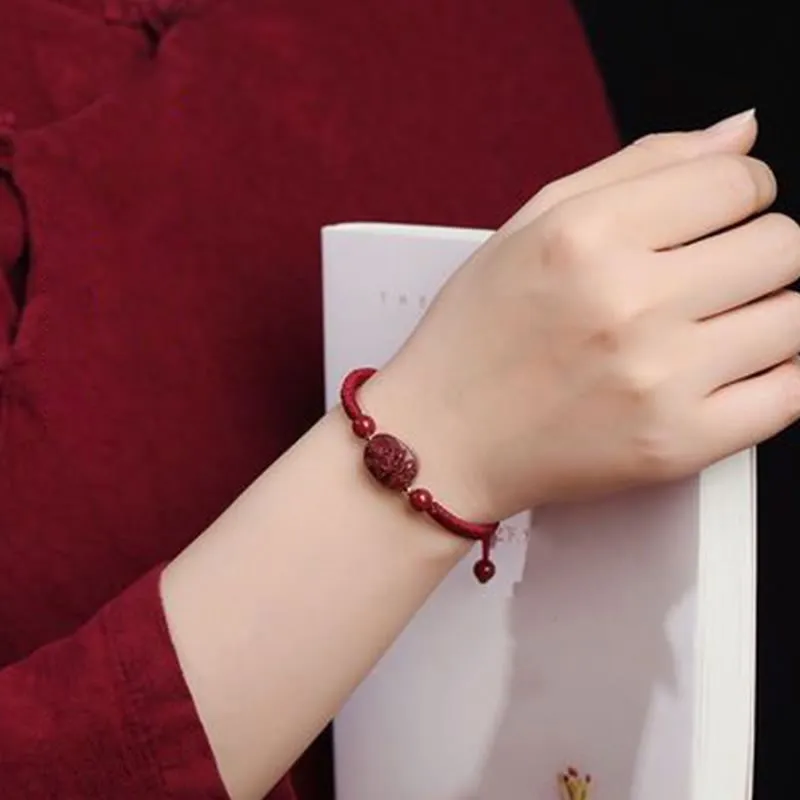 Natal Buddha Cinnabar Chinese Zodiac Rope Bracelet with Luck Muse - Evil Spirits Protection - Image 11
