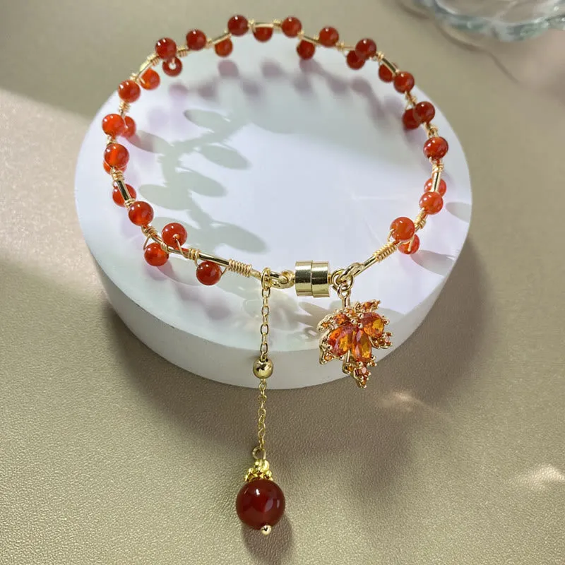 Luck Muse Red Maple Leaf Lucky Charm Bracelet - Image 4
