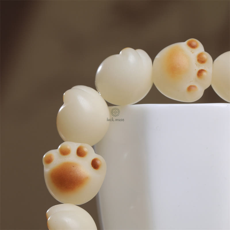 Cute Cat Paw Bodhi Seed Peace Bracelet with Luck Muse Accents - Image 6
