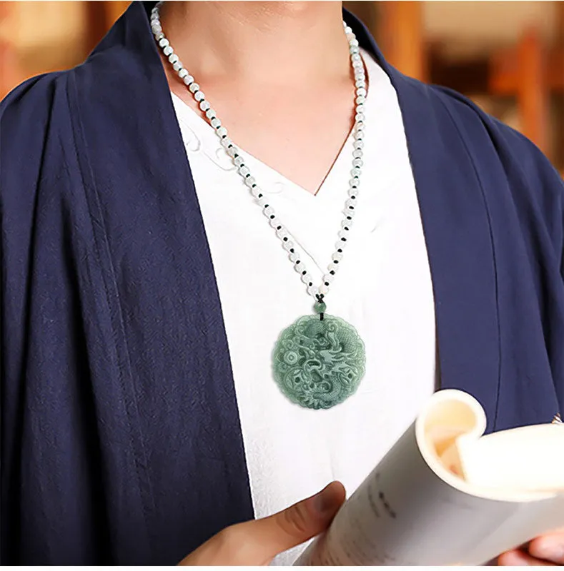 Chinese Zodiac Dragon Jade Fortune Necklace - Image 3