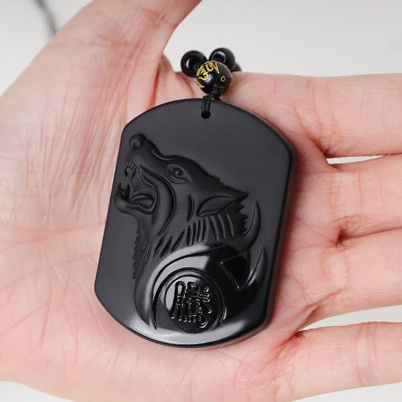 Black Obsidian Stone Wolf Purification Necklace - Image 4
