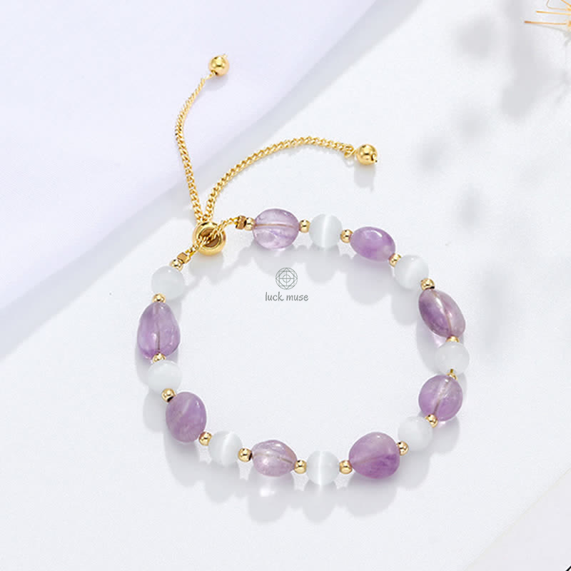 Amethyst Pink Crystal Black Rutilated Quartz Bracelet for Spiritual Awareness - Image 3