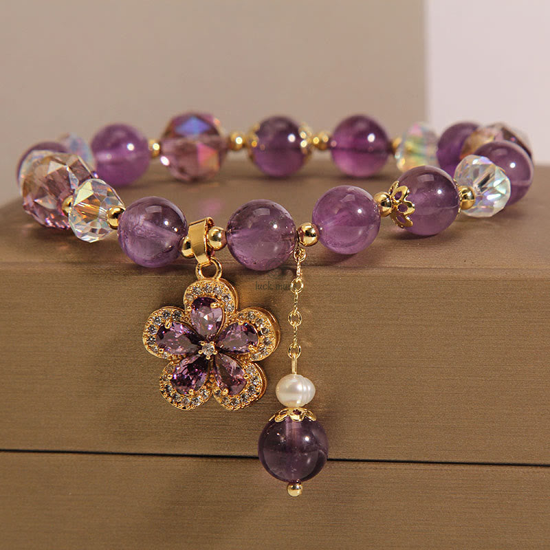 Amethyst Pearl Flower Transformation Bracelet - Image 6