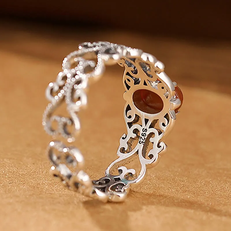 925 Sterling Silver Red Agate Self-Acceptance Calm Ring from Luck Muse Shop - Image 5