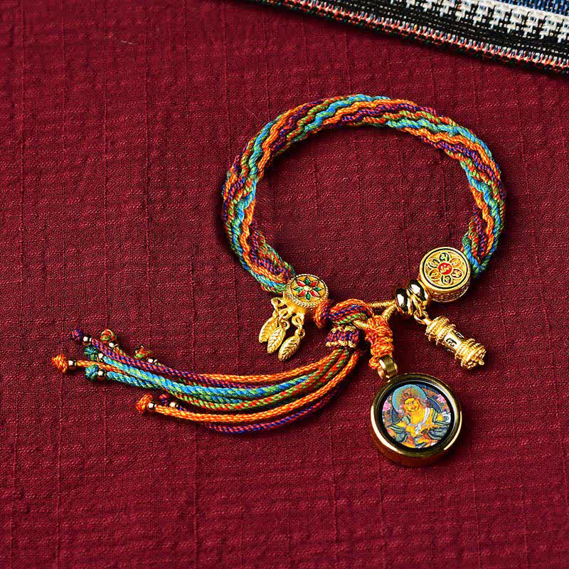 Tibetan Samsara Knot Luck Reincarnation Prayer Wheel Dream Catcher Braid Bracelet