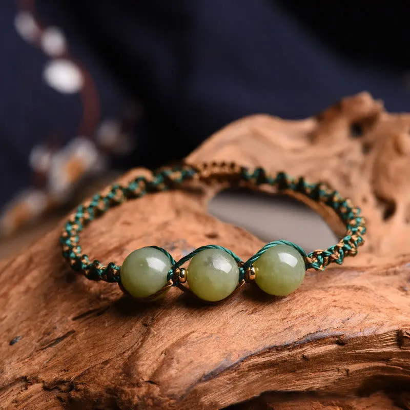 Handcrafted Jade Bead Luck & Abundance Bracelet with Luck Muse - Image 4
