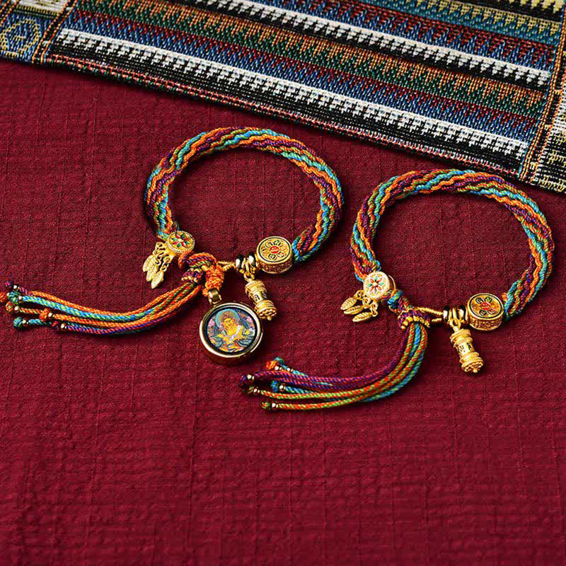Tibetan Samsara Knot Luck Reincarnation Prayer Wheel Dream Catcher Braid Bracelet - Image 6
