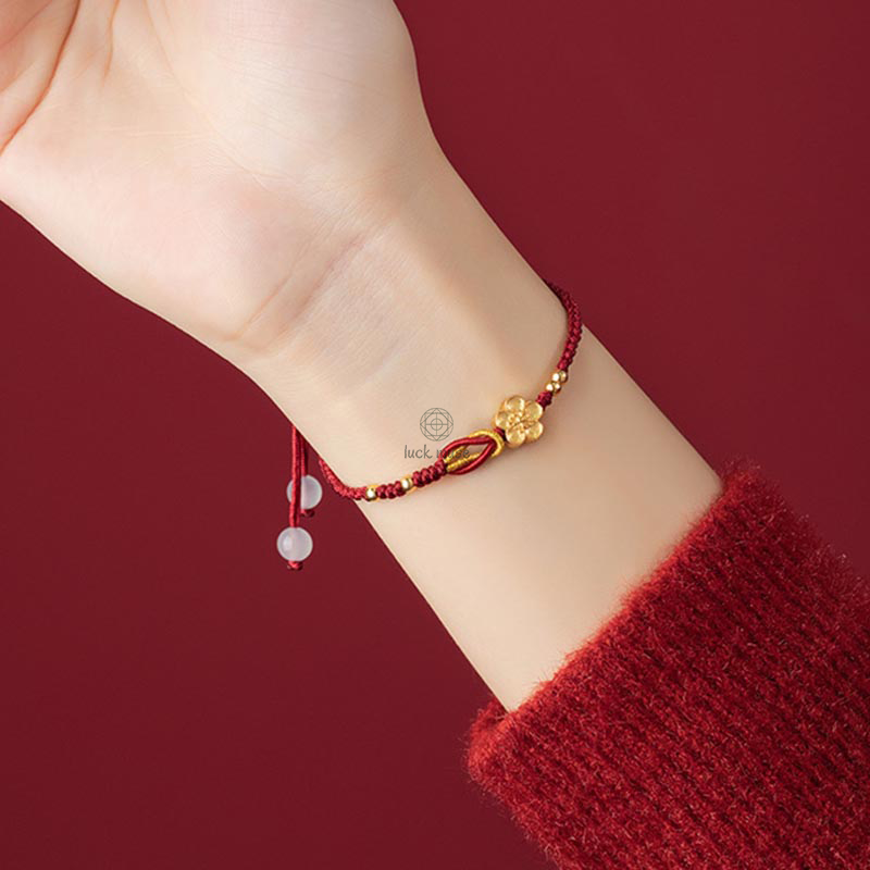 Handmade 925 Sterling Silver Sakura Chalcedony Luck Bracelet with Cherry Blossom Accents - Image 9