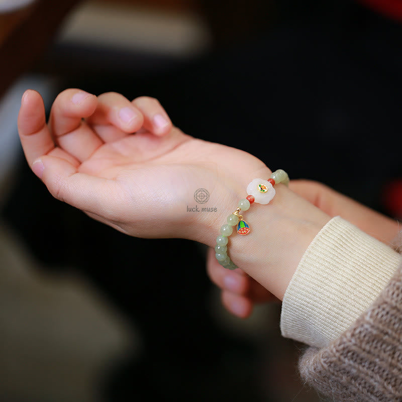 Gold-Plated Natural Hetian Jade Bracelet with Buddha Elements - Image 13