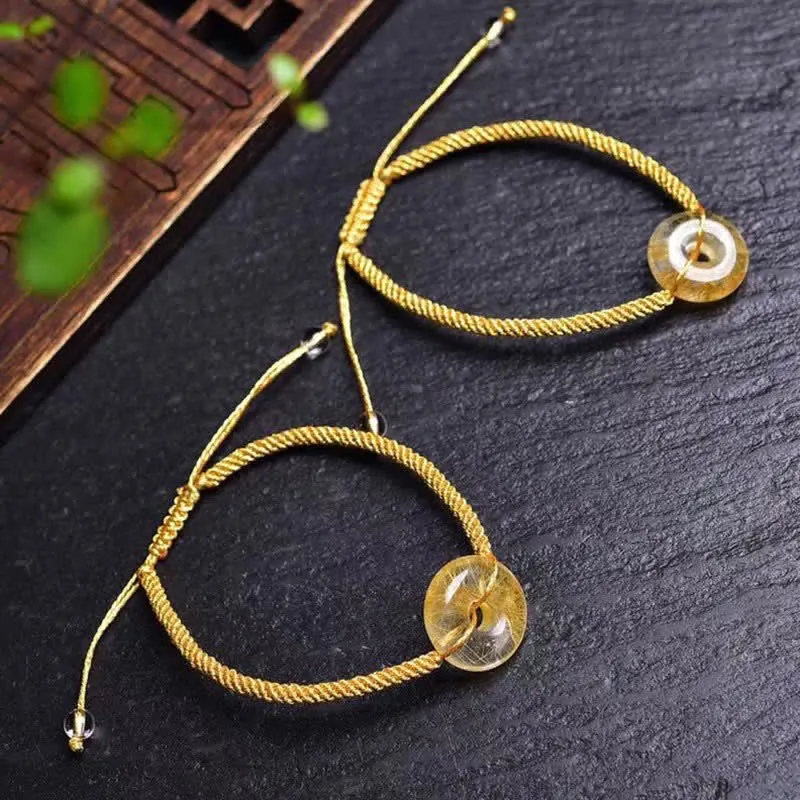 Round Citrine Peace Braided Bracelet with Buckle - Image 2