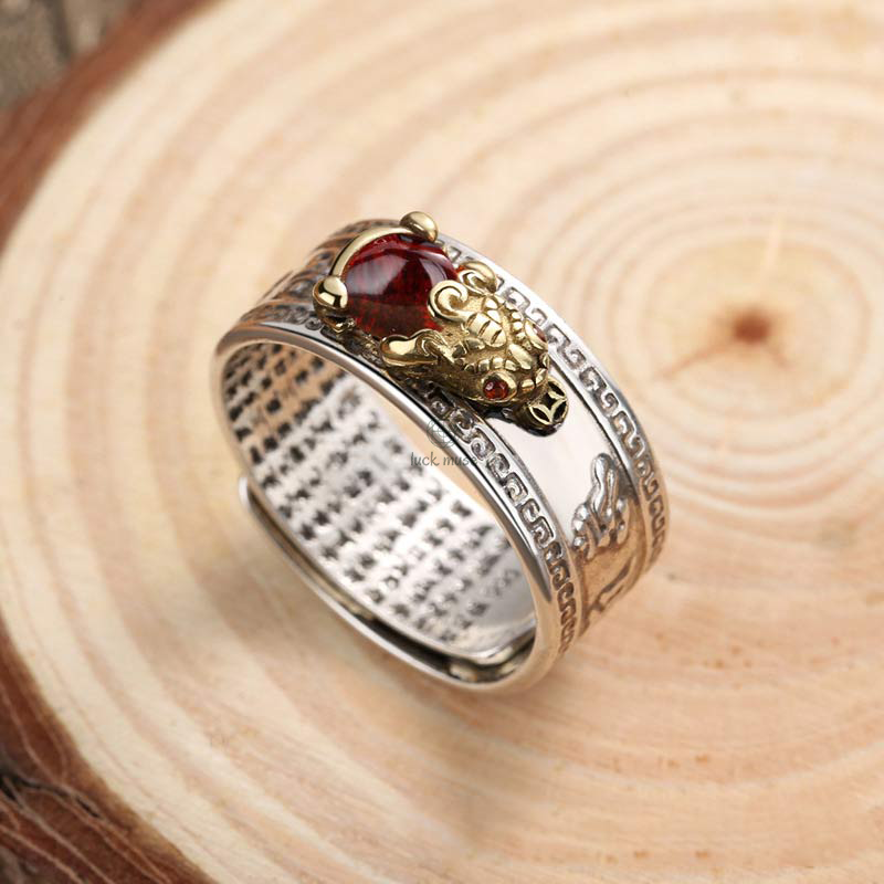 Red Agate PiXiu Wealth Ring from Luck Muse Shop - Image 3