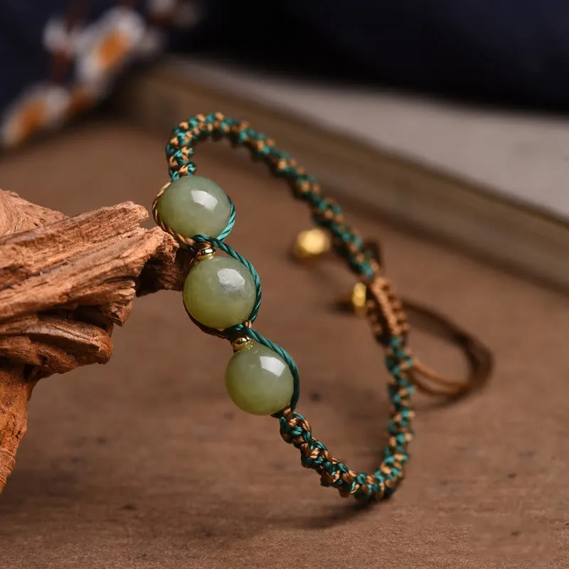 Handcrafted Jade Bead Luck & Abundance Bracelet with Luck Muse - Image 3
