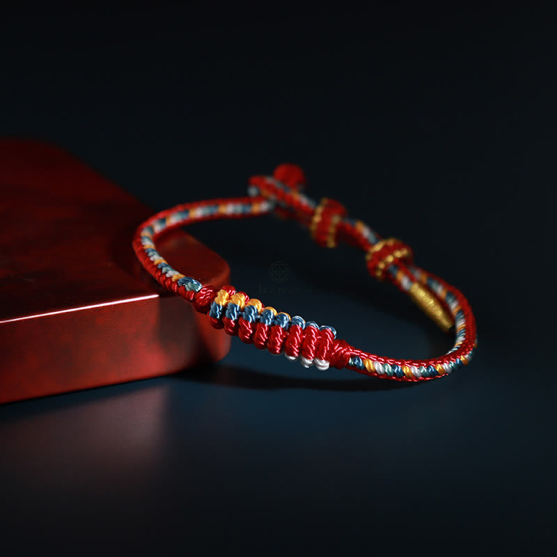 Tibetan Handmade Eight Thread Peace Knot Prayer Wheel Bracelet