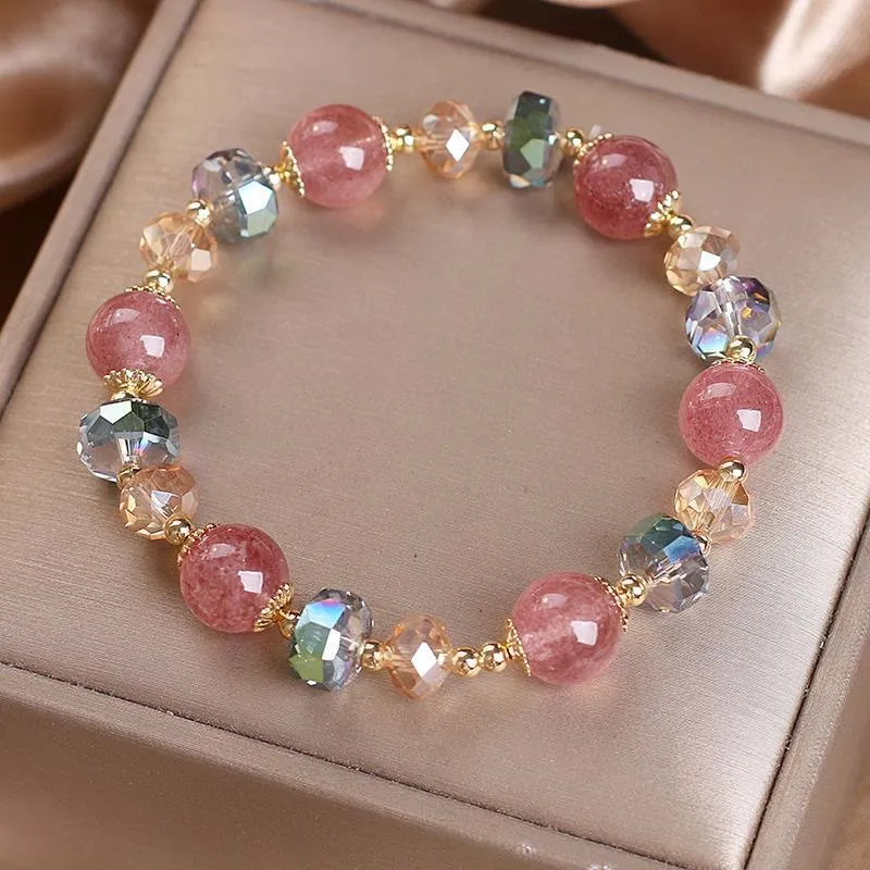 Natural Strawberry Quartz Crystal Bracelet - Image 2