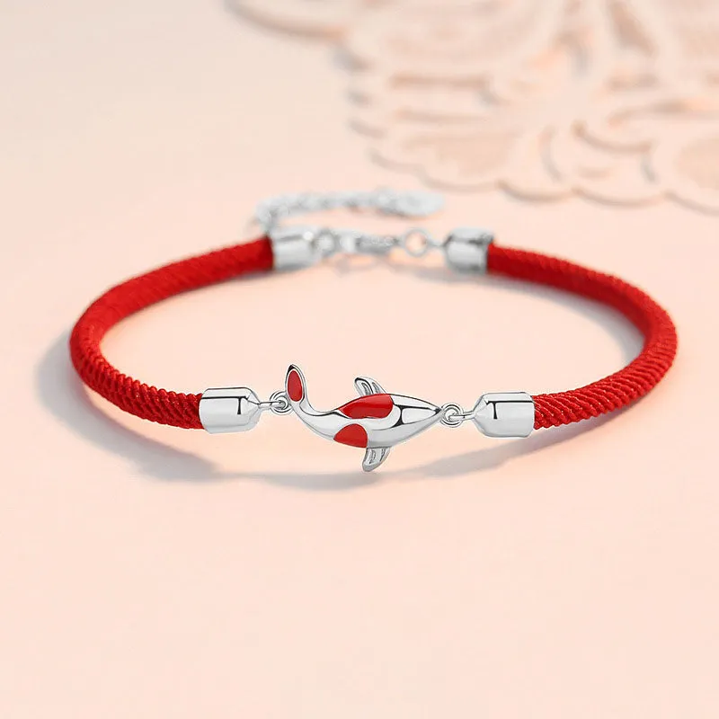 Braided Chain Couple Bracelet with Luck Muse, Koi Fish Symbolizing Luck and Wealth - Image 3