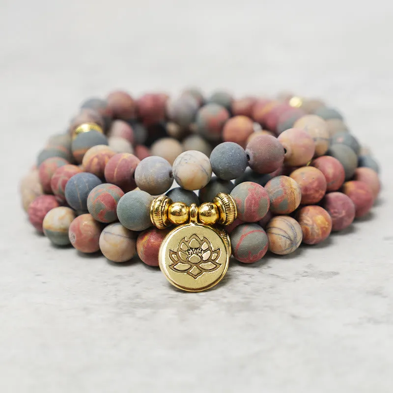 Picasso Jasper Stone 108 Mala Beads Bracelet for Courage and Energy - Image 2