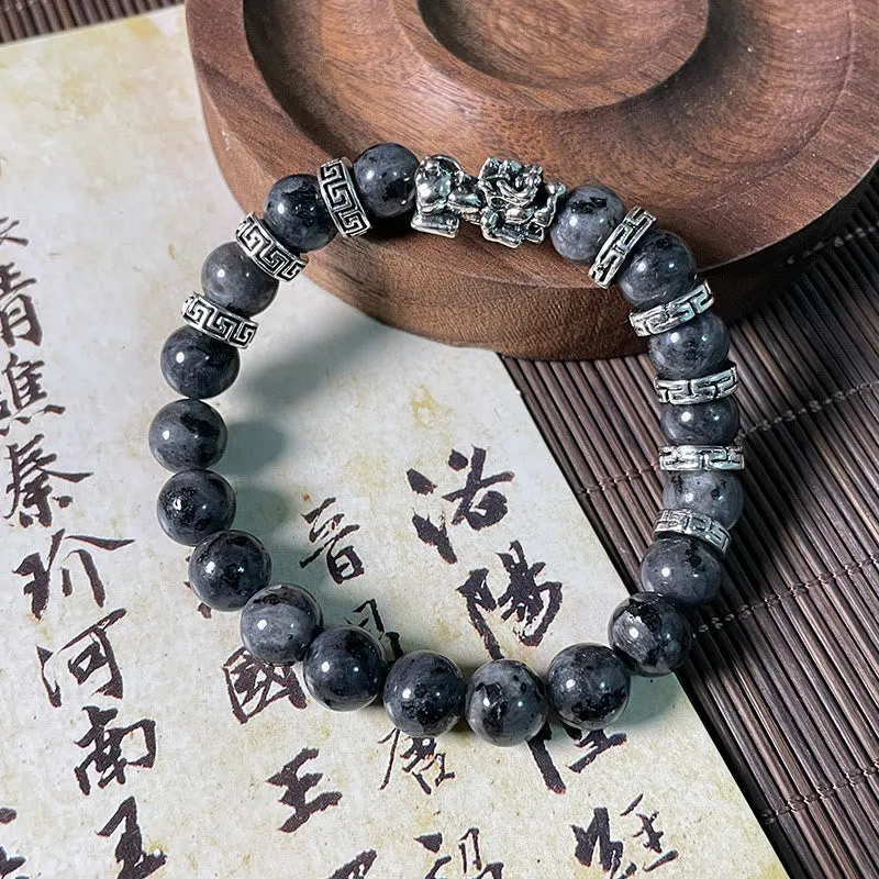 Black Glitter Stone PiXiu Buddha Power Bracelet - Image 6