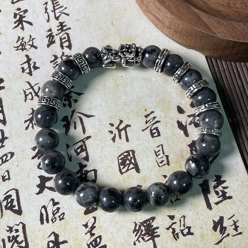 Black Glitter Stone PiXiu Buddha Power Bracelet - Image 8