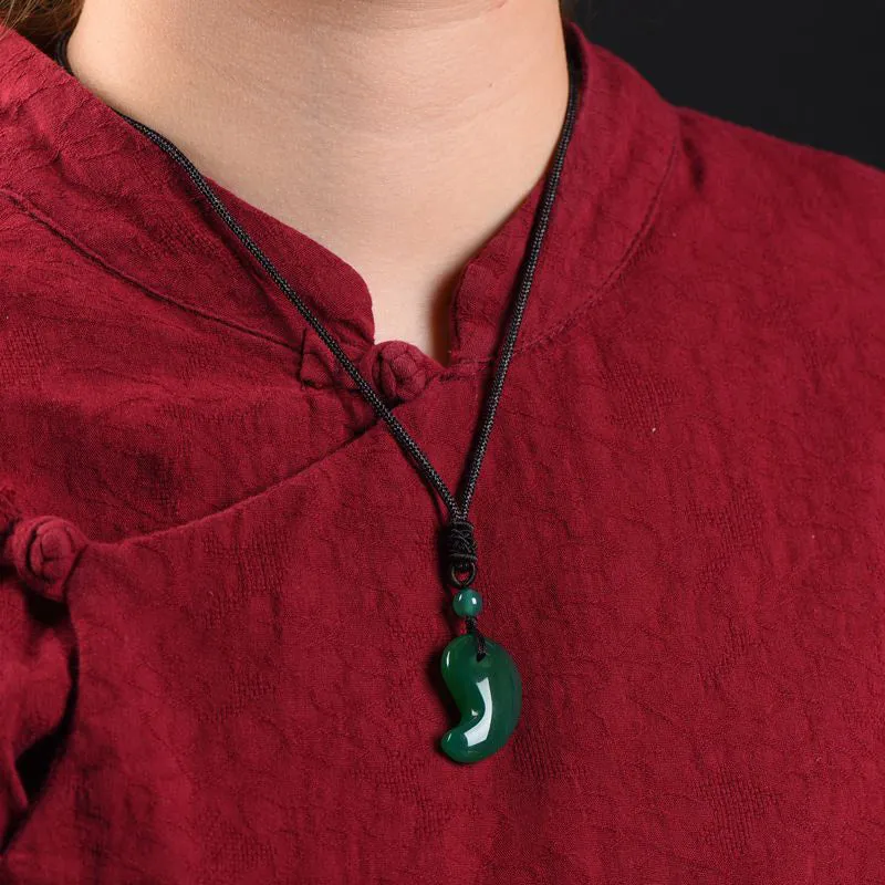 Red and Green Agate Moon Pattern Necklace for Confidence and Calm - Image 9