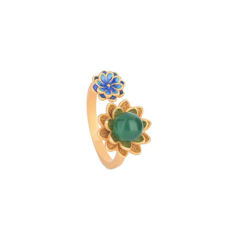 Lotus Jade Abundance Adjustable Ring - Image 6