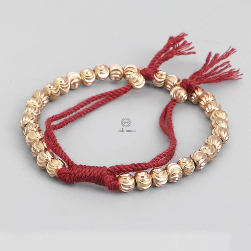 Tibetan Handmade Copper Bead Bracelet for Luck and Protection - Image 2