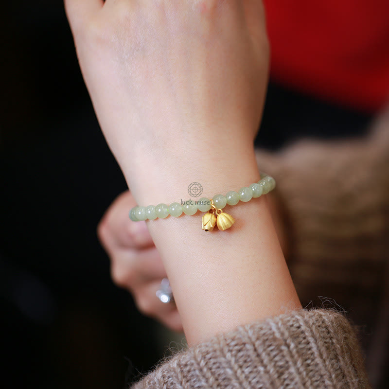 Gold-Plated Natural Hetian Jade Bracelet with Buddha Elements - Image 24