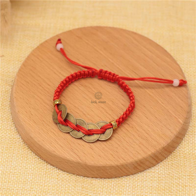 Copper Coin Fortune Red String Bracelet - Image 6