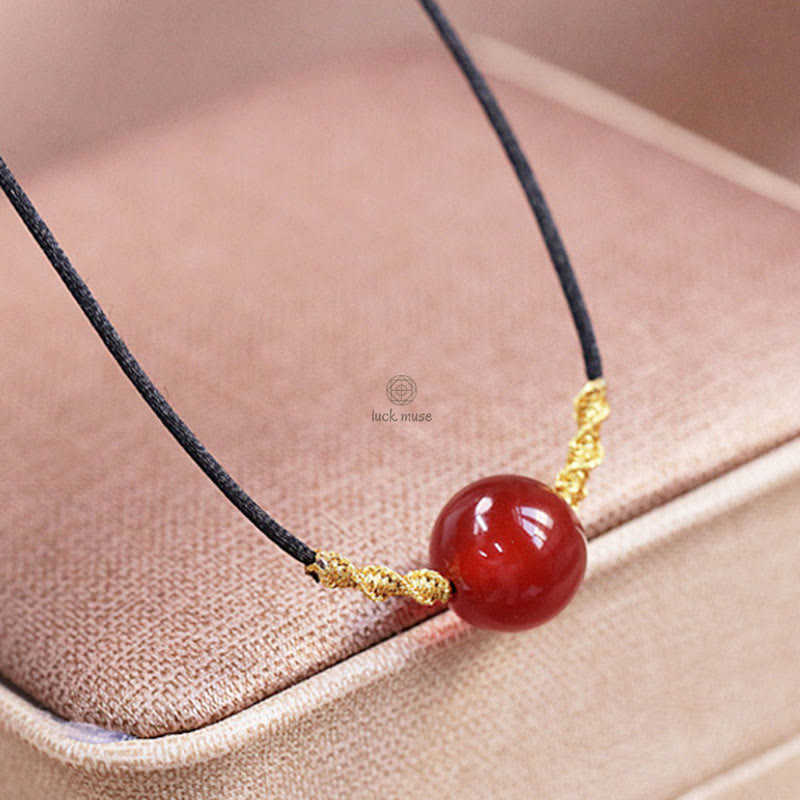 Natural Red Agate Chalcedony Self-Acceptance Confidence Bracelet Necklace Set - Image 9