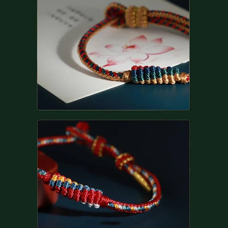 Tibetan Handmade Eight Thread Peace Knot Prayer Wheel Bracelet - Image 11