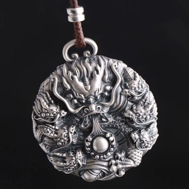 Luck Muse 999 Sterling Silver Dragon Protection Necklace with Pearl - Image 4