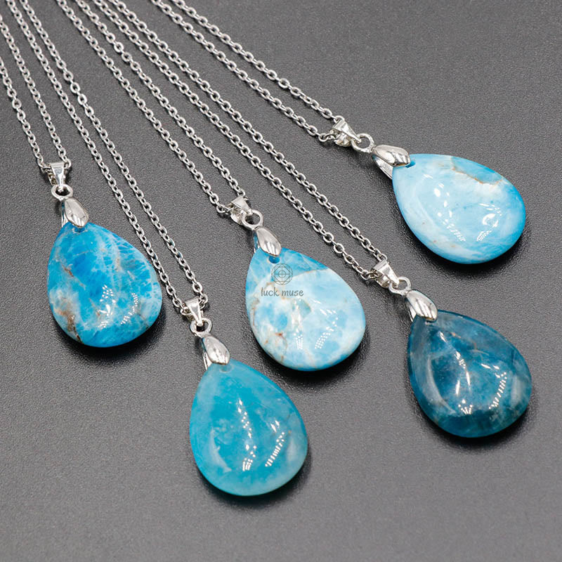 Luck Muse Natural Crystal Gemstone Water Drop Necklace Pendant - Image 43