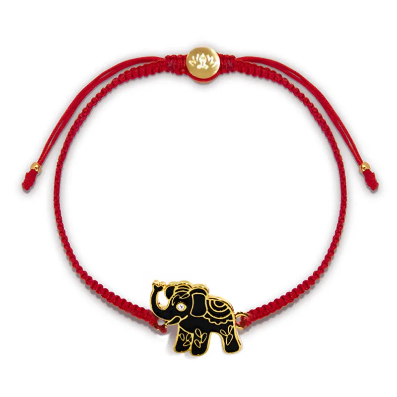 Tibetan Red String Elephant Bracelet with Handmade Wisdom for a Bright Future