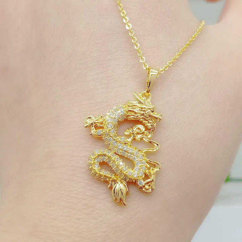 Gold Dragon Protection Necklace Pendant - Luck Muse Shop - Image 3