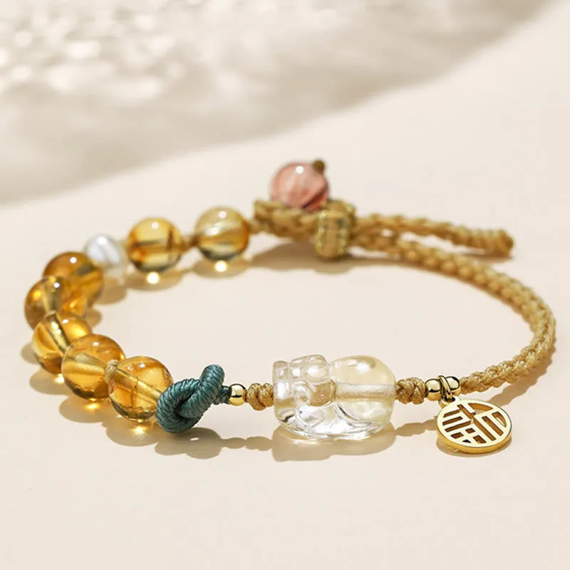 Citrine PiXiu Prosperity String Bracelet - Image 2