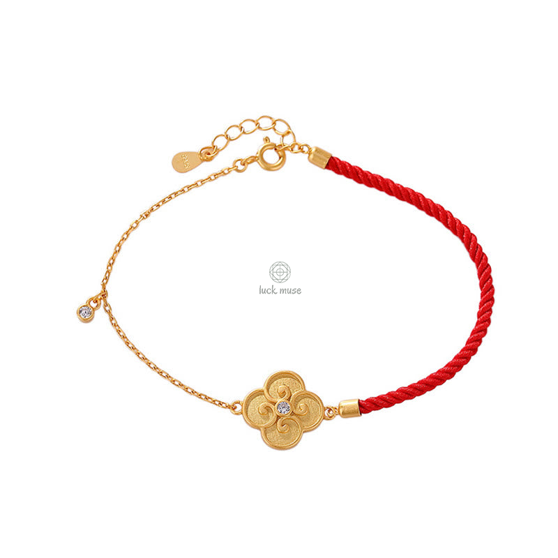 Gold-Plated Sterling Silver Luck Muse Four Leaf Clover Zircon Bracelet - Image 7