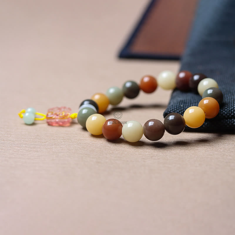 Multicolored Gradient Bodhi Seed and Liuli Glass Charm Bracelet infused with Luck Muse for Peace - Image 7