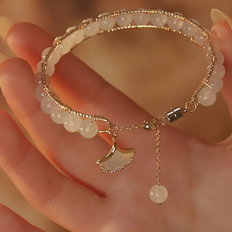 Ginkgo Leaf Jade Bracelet for Luck and Positive Energy - Image 3
