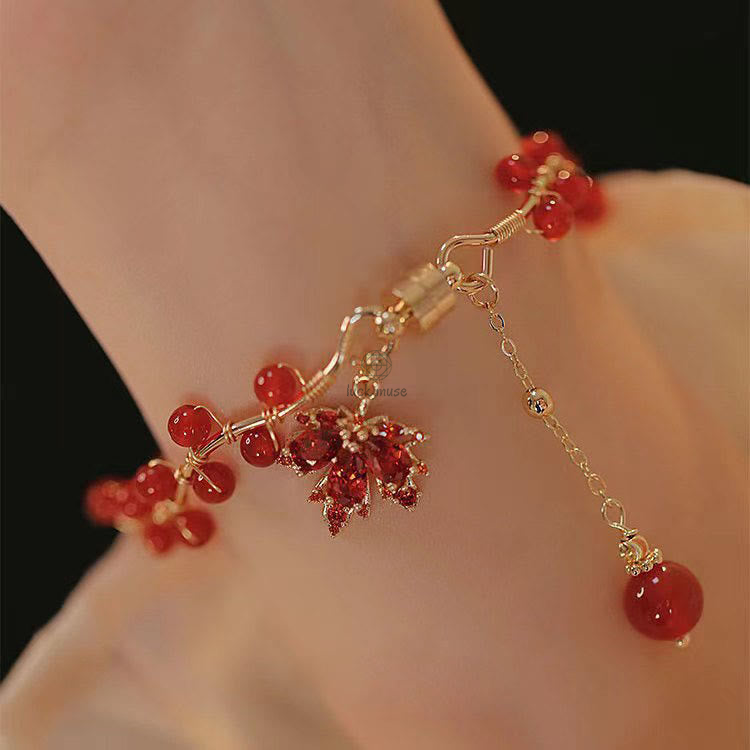 Luck Muse Red Maple Leaf Lucky Charm Bracelet - Image 8